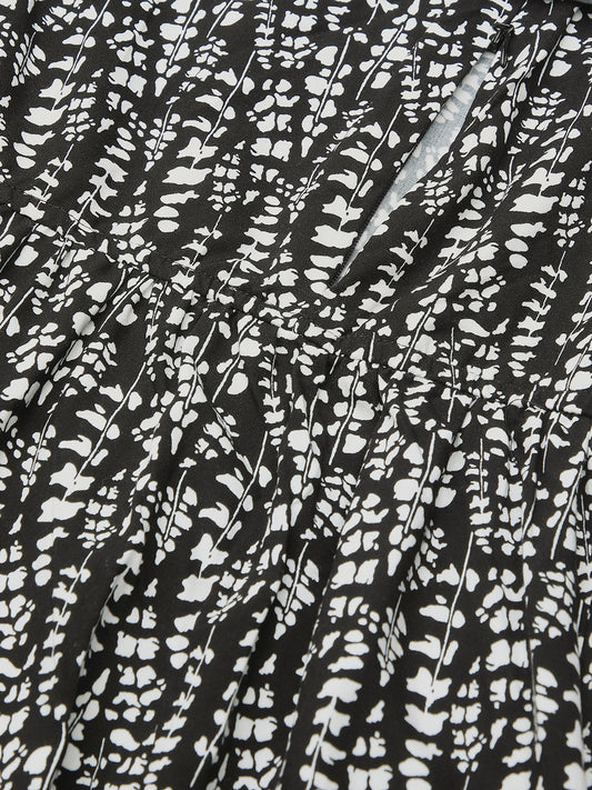Black Abstract Printed Comfy Maternity Dress