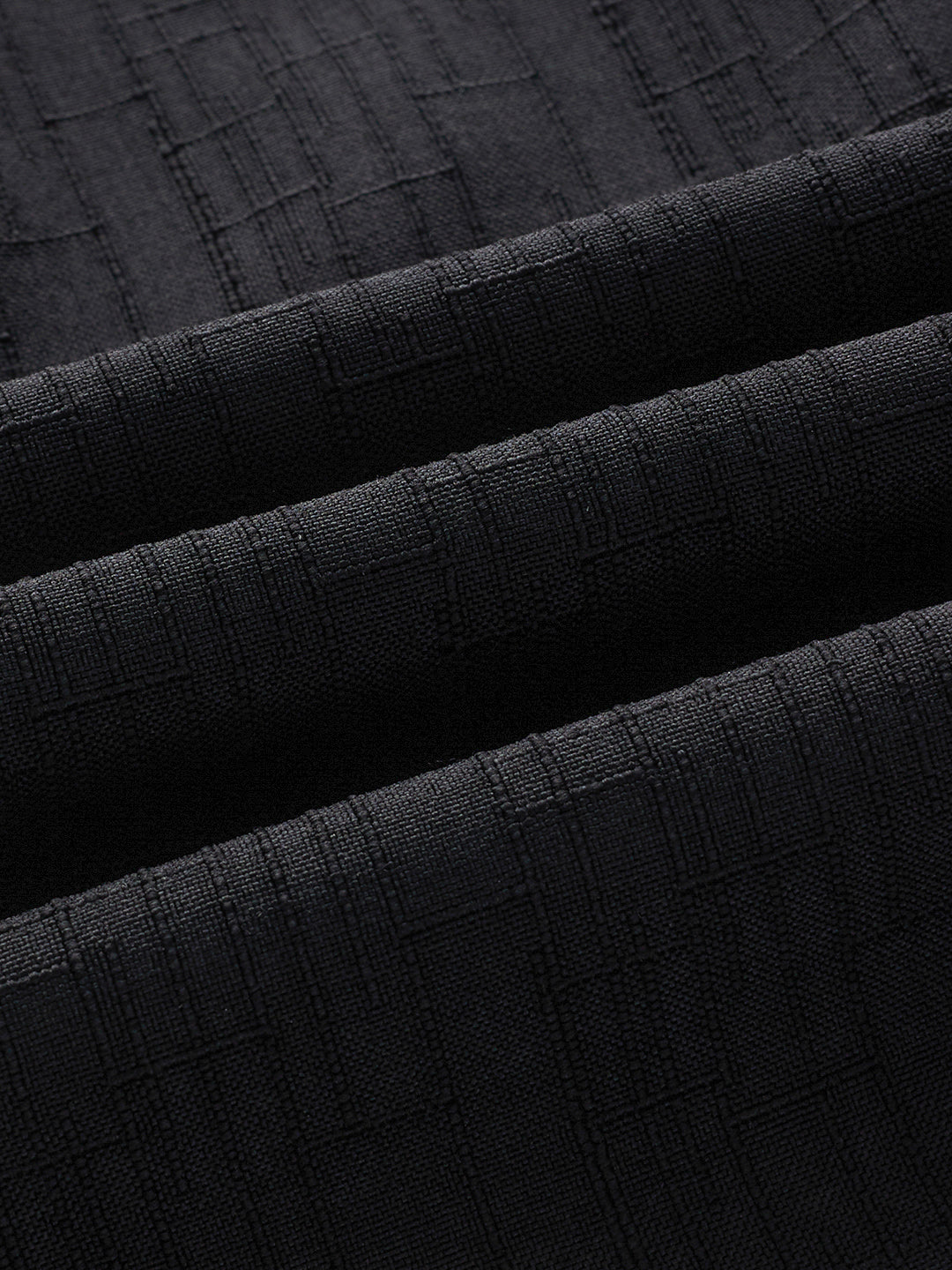 Black Slub Textured Oversized Shirt