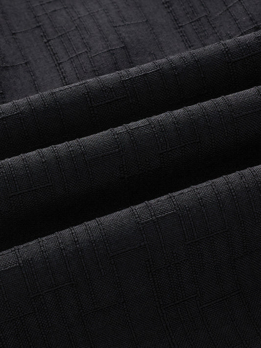 Black Slub Textured Oversized Shirt