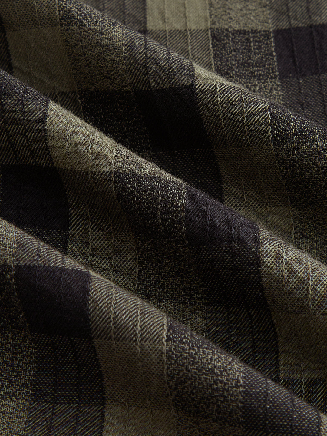 Olive & Black Tartan Checked Textured Oversized Shirt