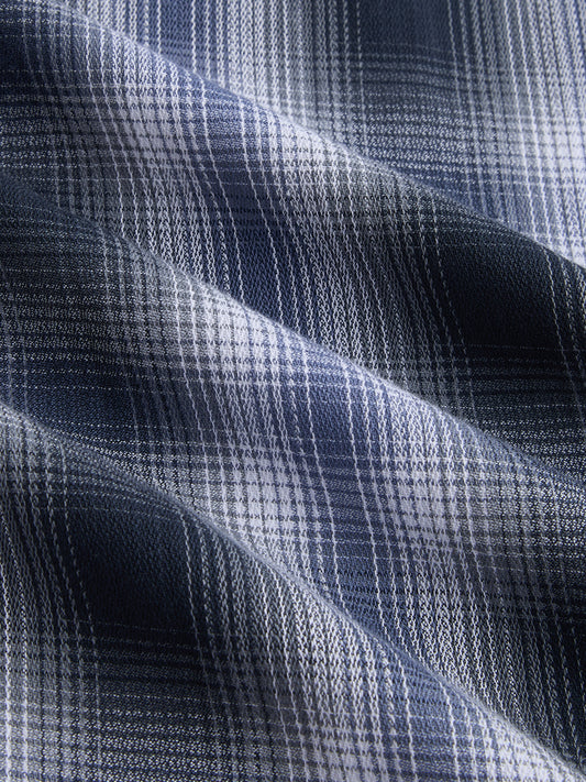 Navy Horizon Checked Oversized Shirt