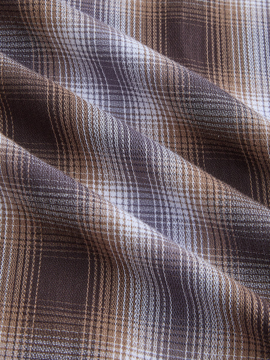 Mocha Horizon Checked Oversized Shirt