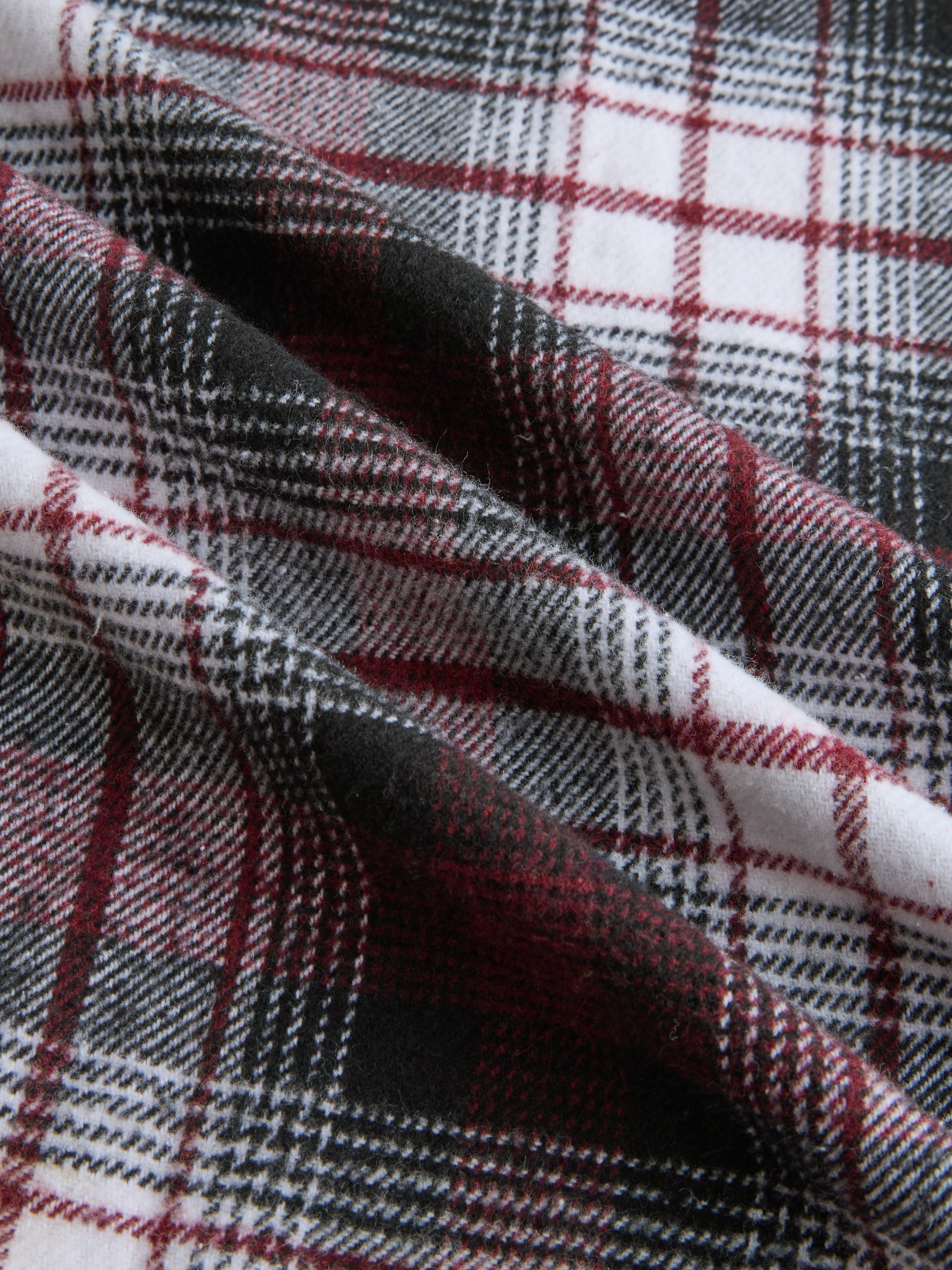 Maroon & White Checked Oversized Flannel Shirt