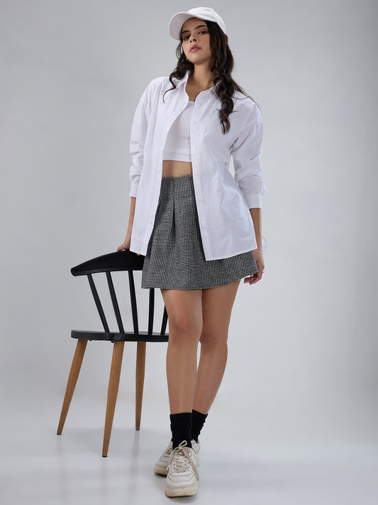 White & Lilac Pin Striped Seersucker Oversized Shirt