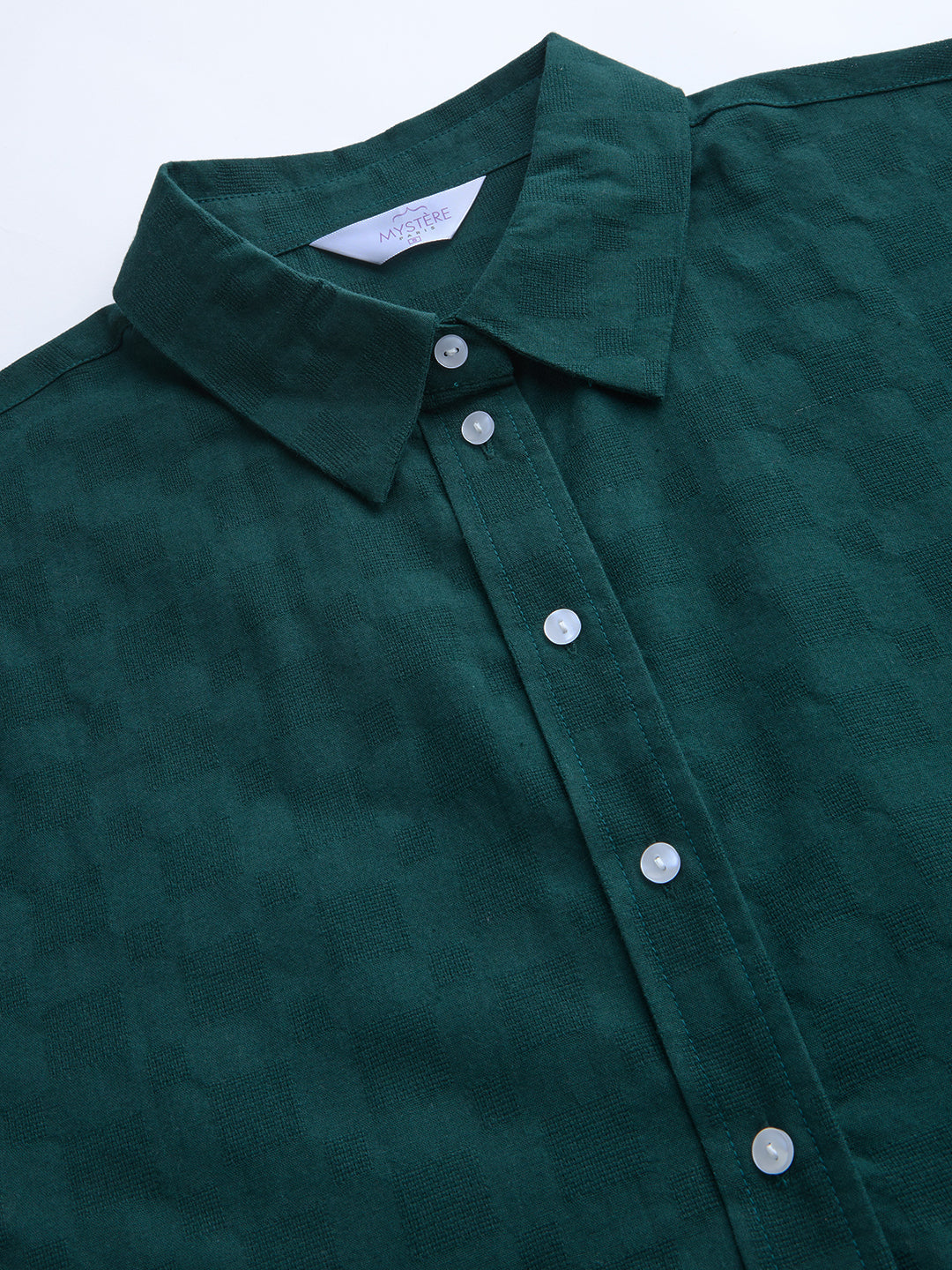 Sacramento Green Box Textured Oversized Shirt