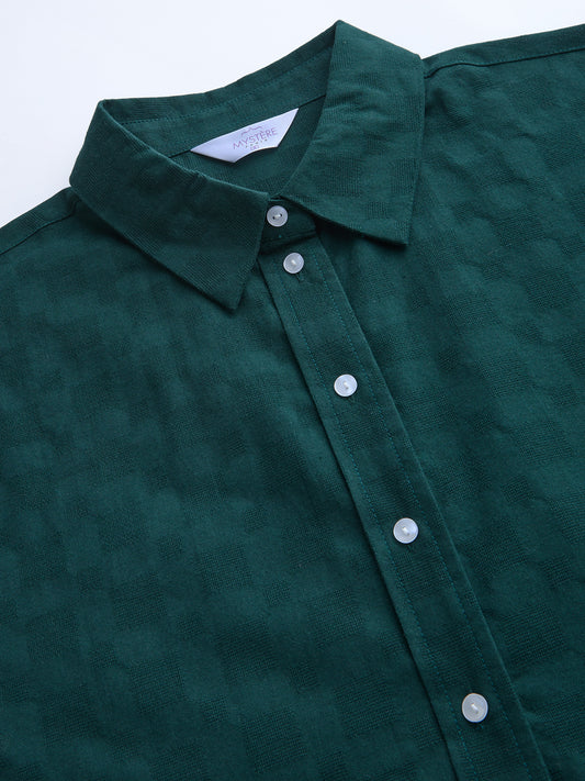 Sacramento Green Box Textured Oversized Shirt