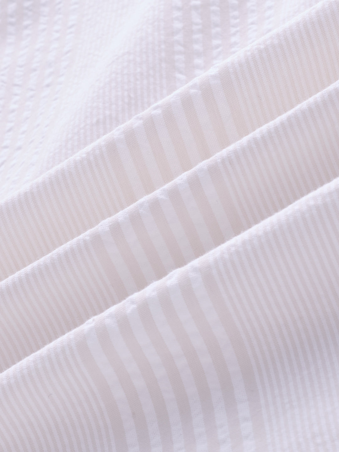 Beige & White Pin Striped Seersucker Oversized Shirt