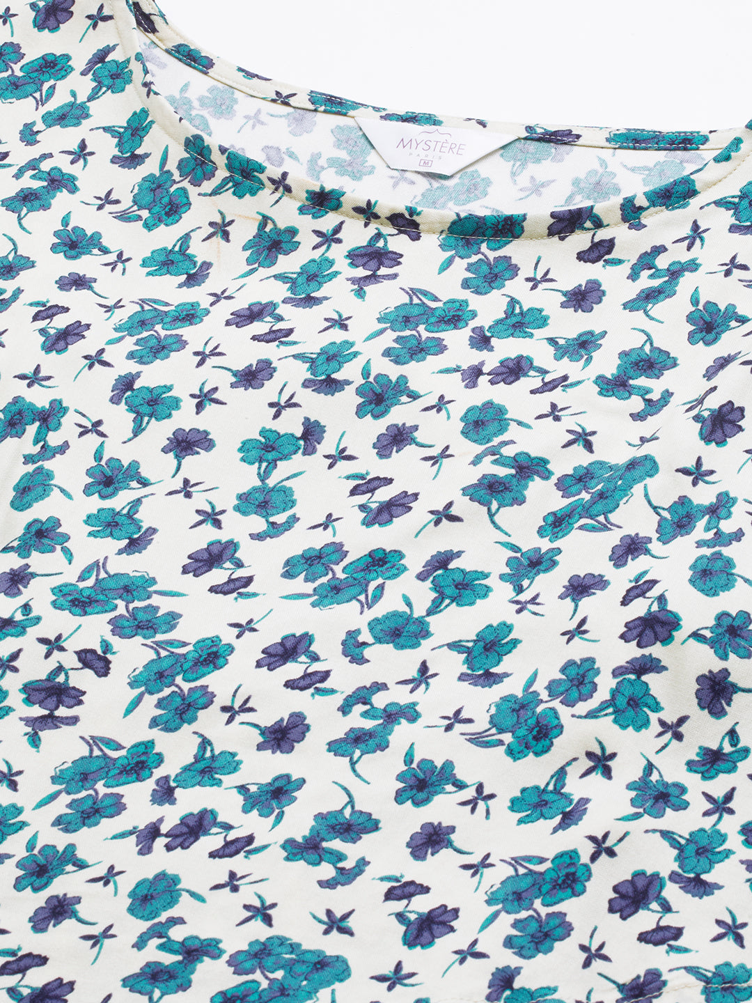 Ivory Vivid Blue Cosmos Floral Printed Maternity Dress