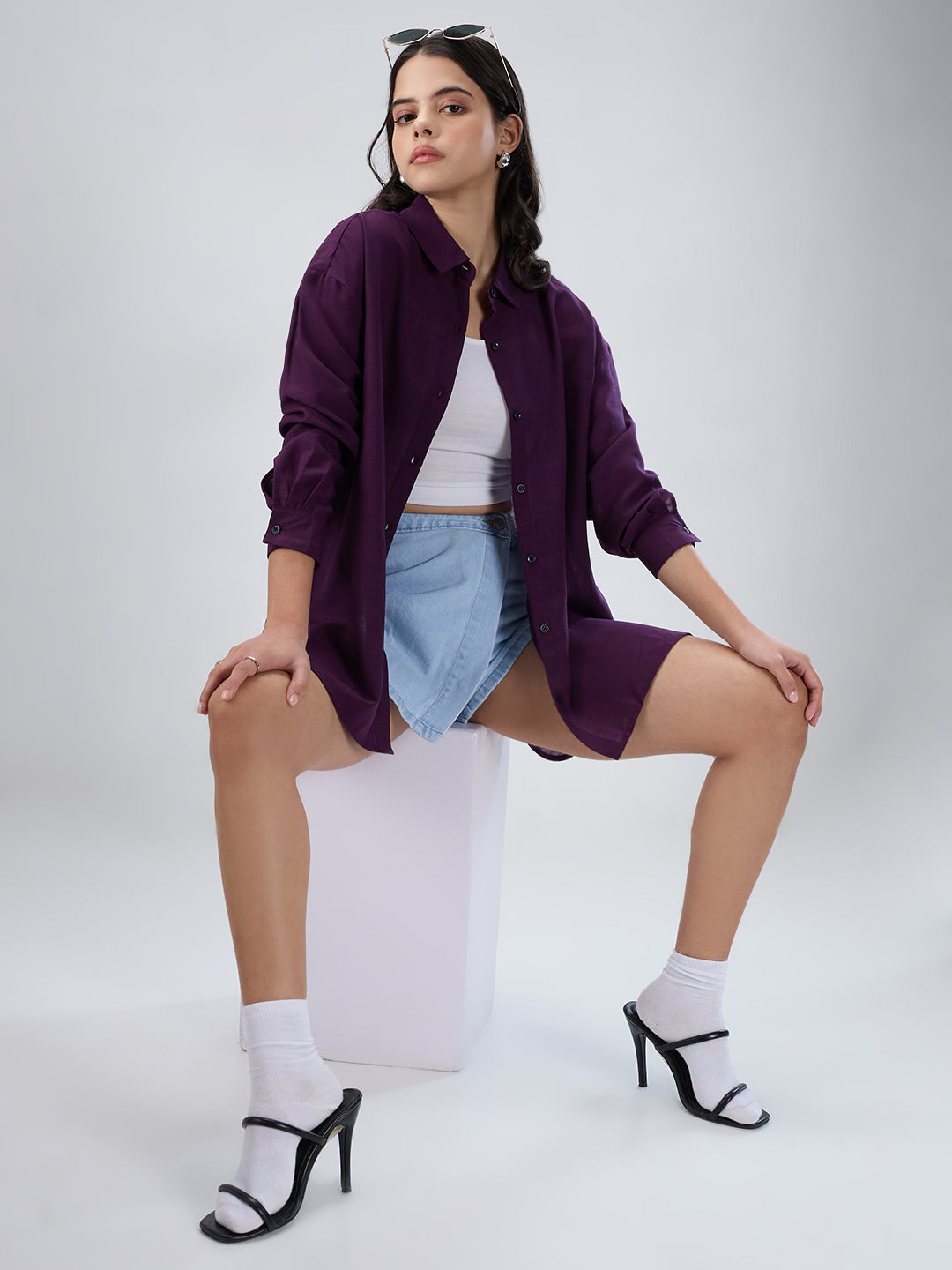 Solid Wine Oversized Shirt