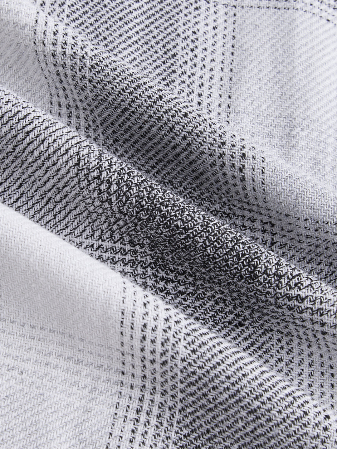 White & Black Fine Weave Broad Checked Oversized Flannel Shirt