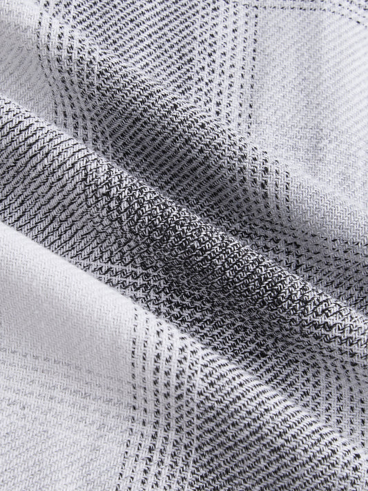White & Black Fine Weave Broad Checked Oversized Flannel Shirt