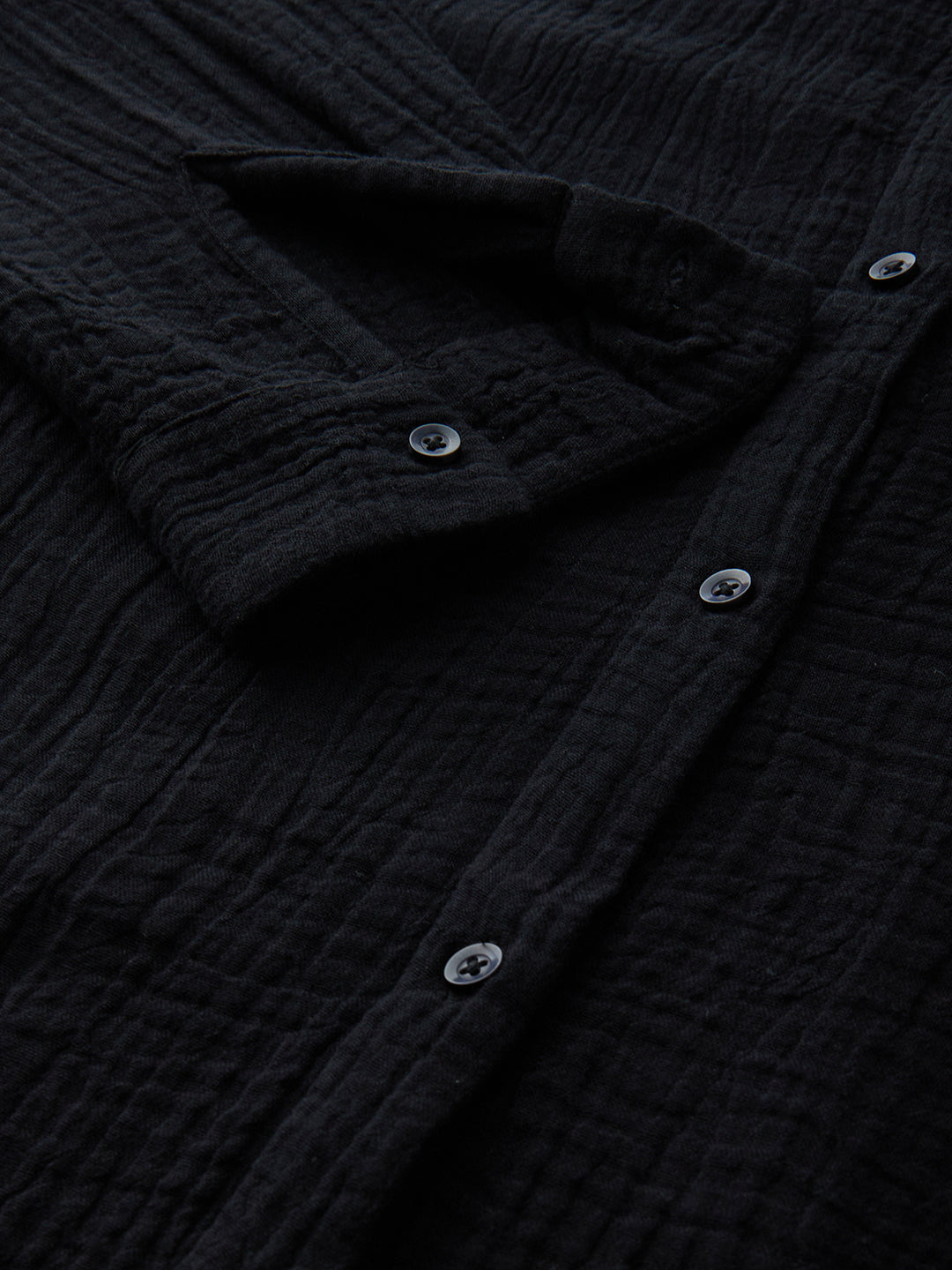 Obsidian Black Double Cloth Oversized Shirt