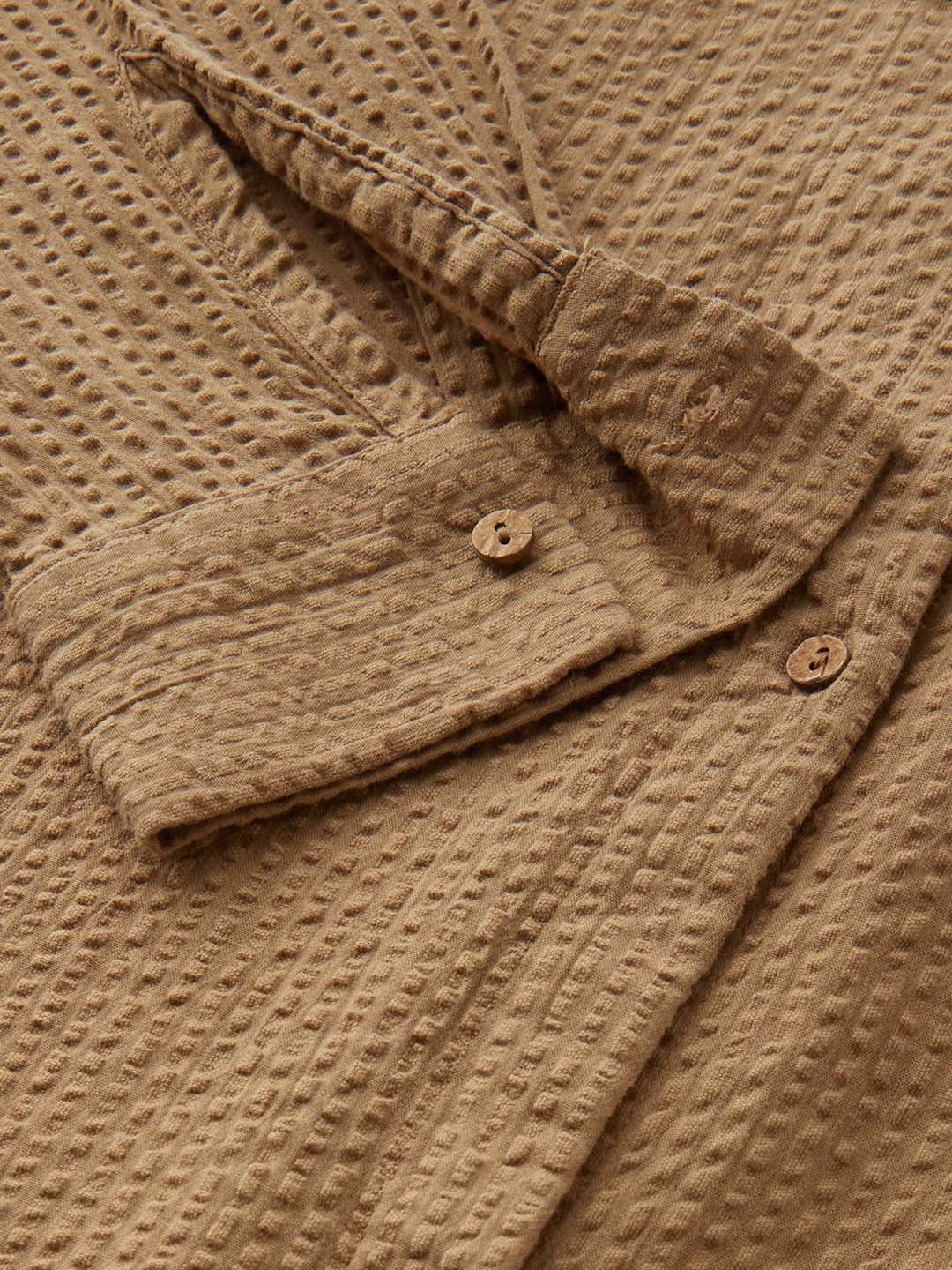 Tan Beige Seersucker Oversized Shirt