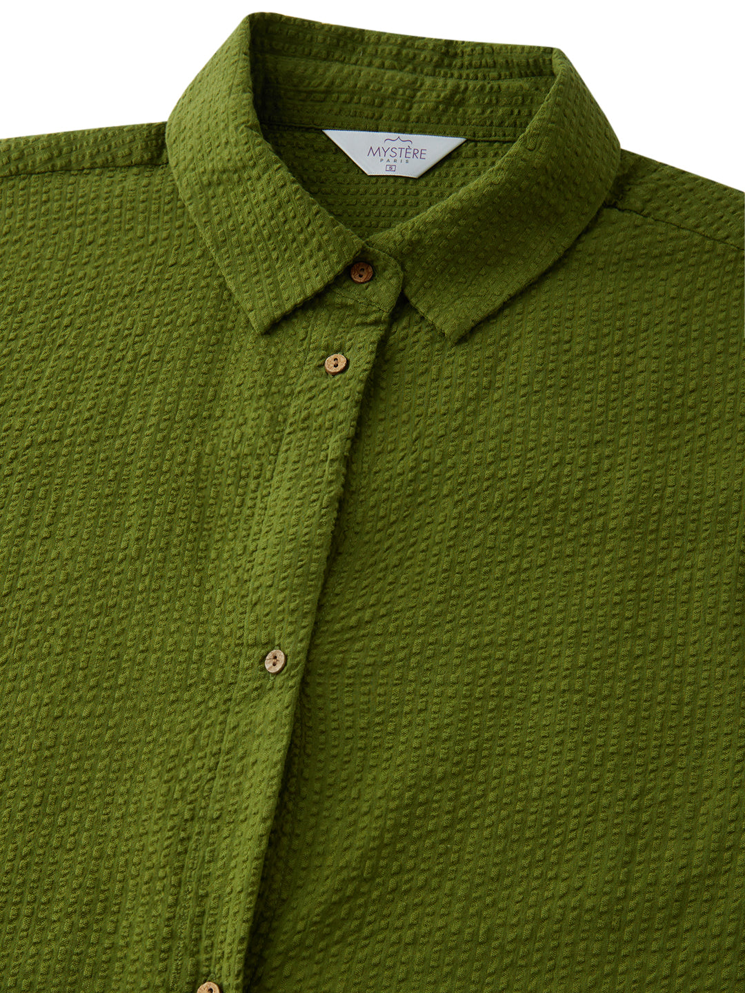 Olive Seersucker Oversized Shirt