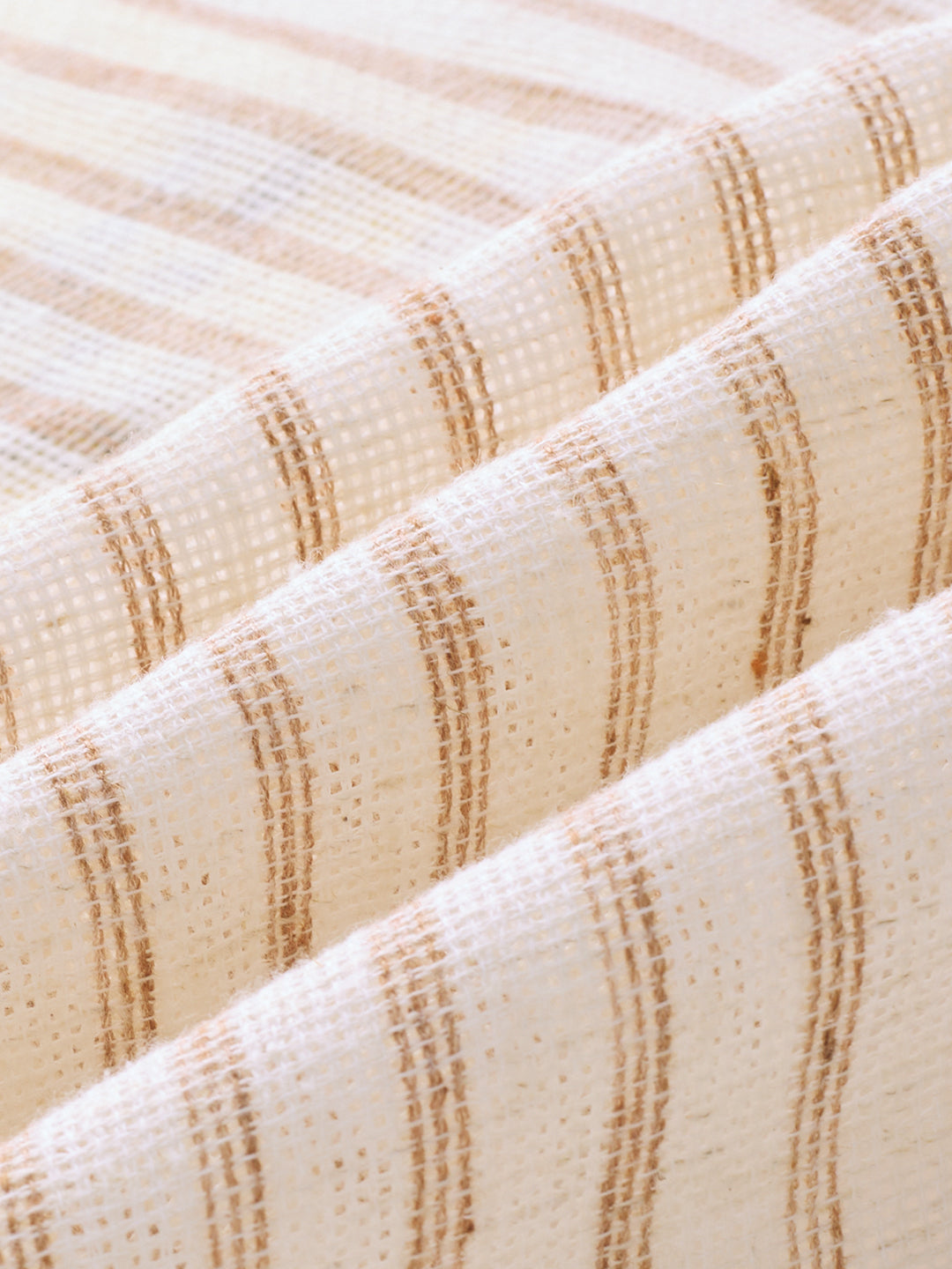 Beige & Brown Striped Burlap Shirt