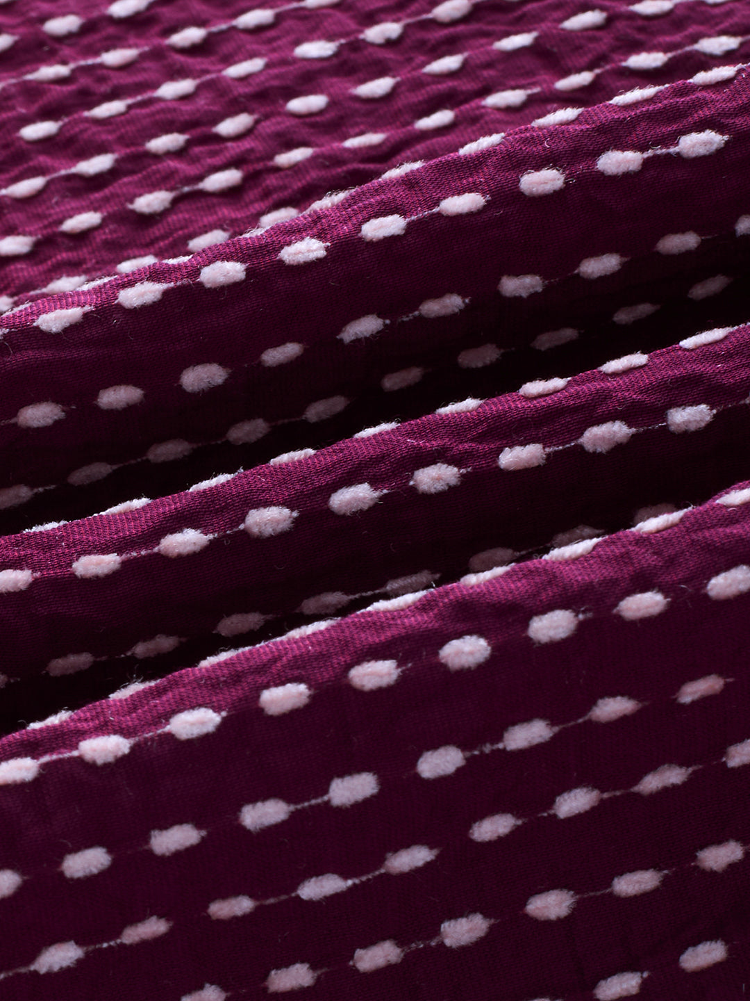 Maroon Dotted Drama Jacquard Oversized Shirt