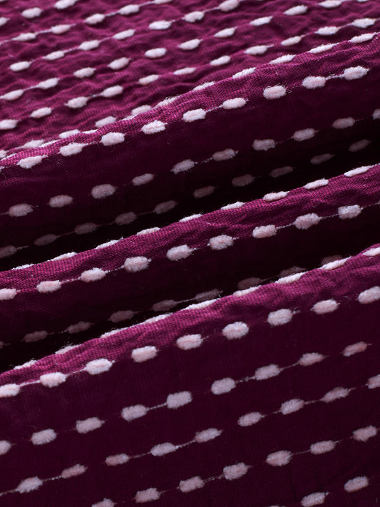 Maroon Dotted Drama Jacquard Oversized Shirt