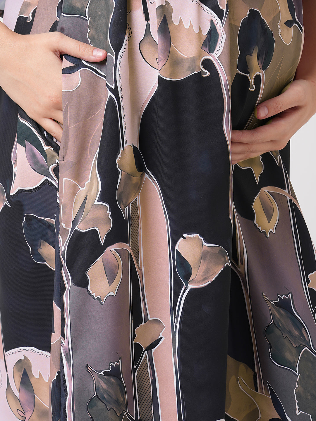 Multicolor Abstract Printed Maternity Dress