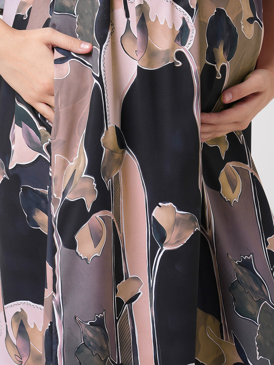 Multicolor Abstract Printed Maternity Dress