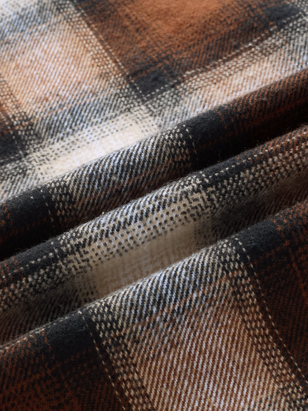 Brown & Beige Checkered Oversized Flannel Shirt