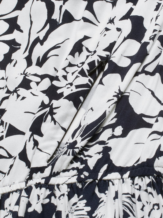 Monochrome Bloom Printed Maternity Dress
