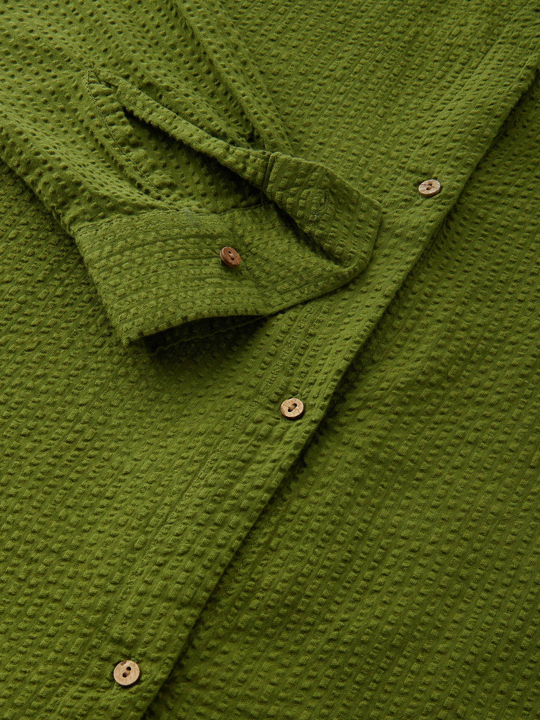 Olive Seersucker Oversized Shirt