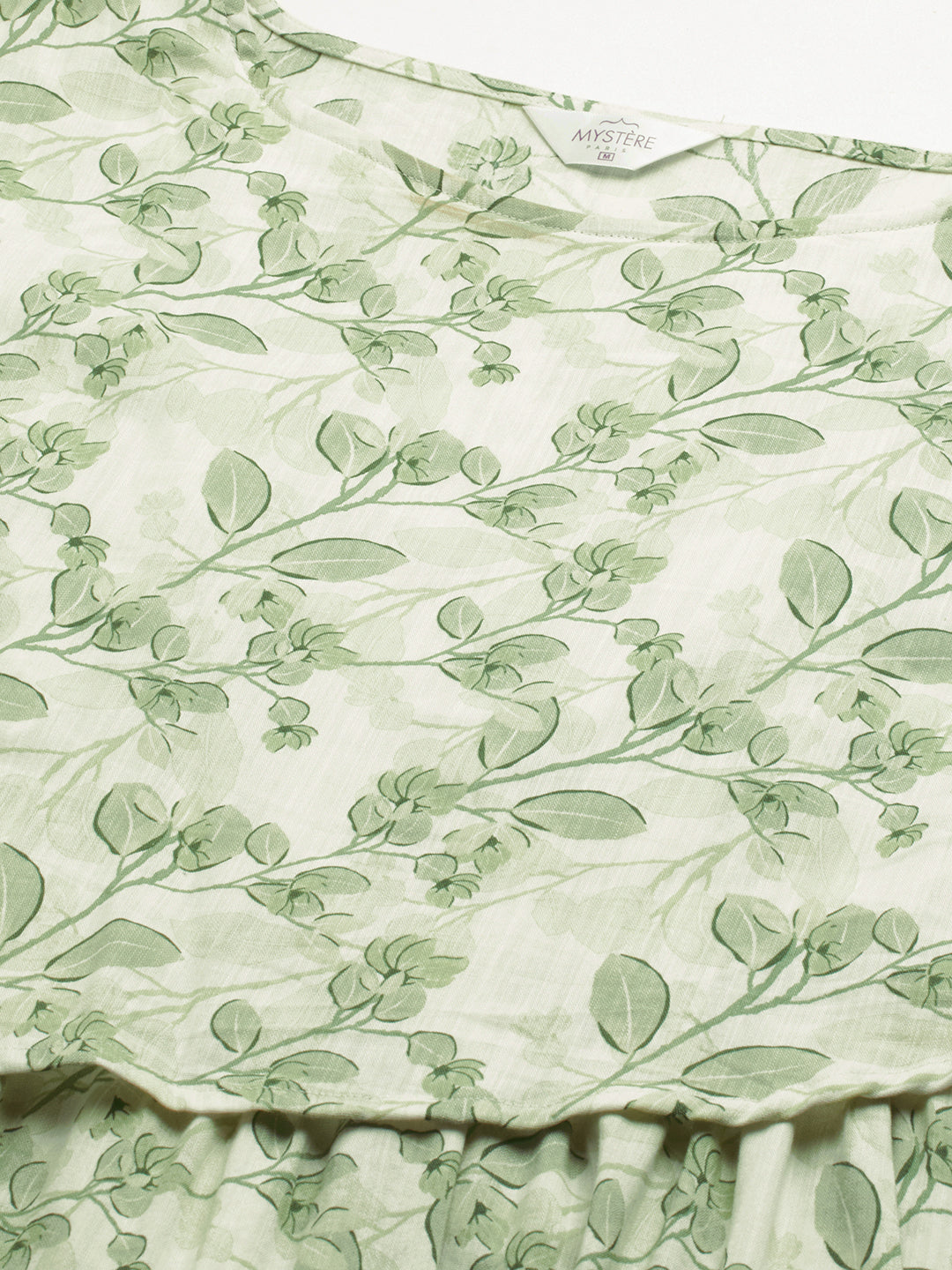 White & Green Leafy Printed Maternity Dress