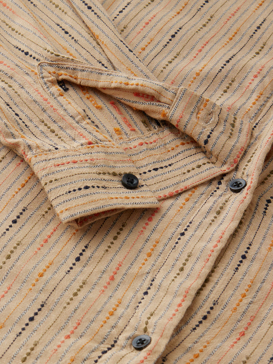 Tan Brown Dobby Oversized Shirt