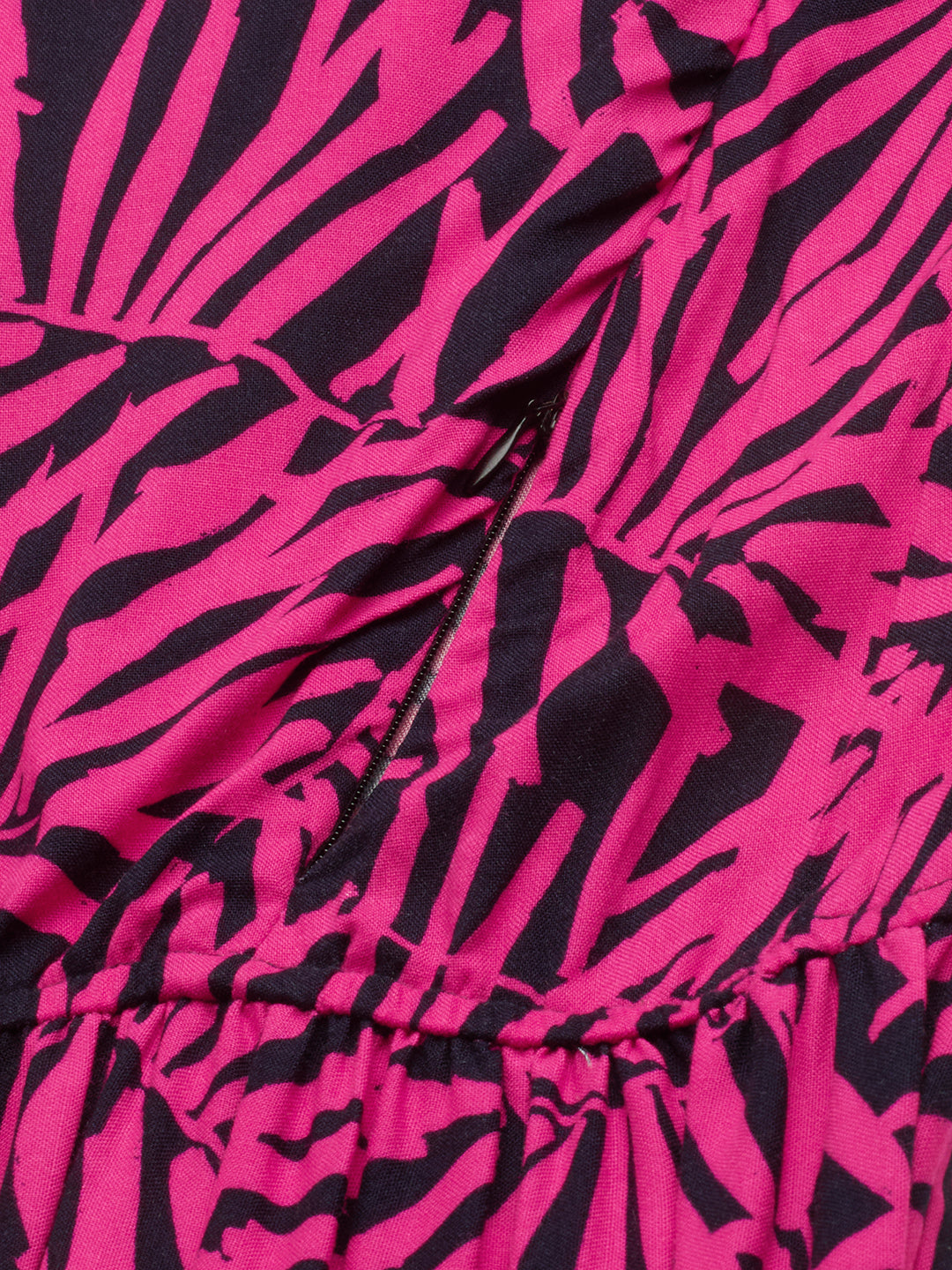 Pink & Black Multicolor Abstract Printed Maternity Dress