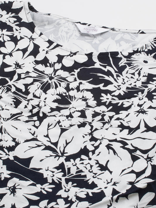 Monochrome Bloom Printed Maternity Dress
