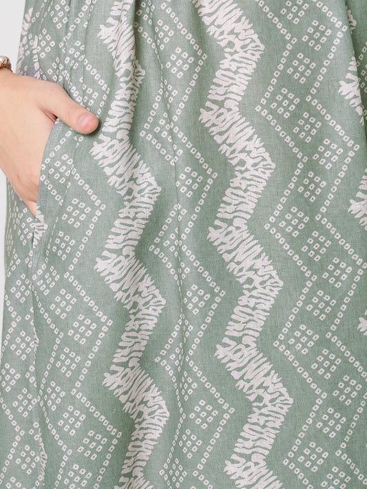 Milestone Grey Ikat Printed Maternity Dress