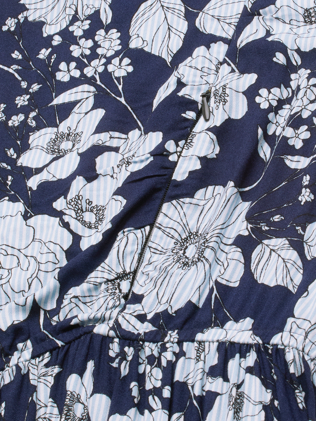 Chic Navy Blossom Printed Comfy Maternity Dress