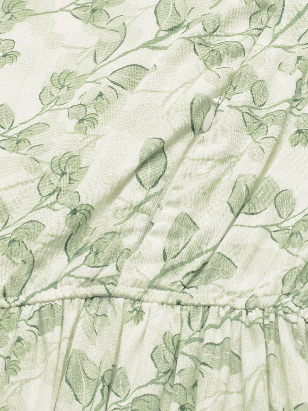 White & Green Leafy Printed Maternity Dress