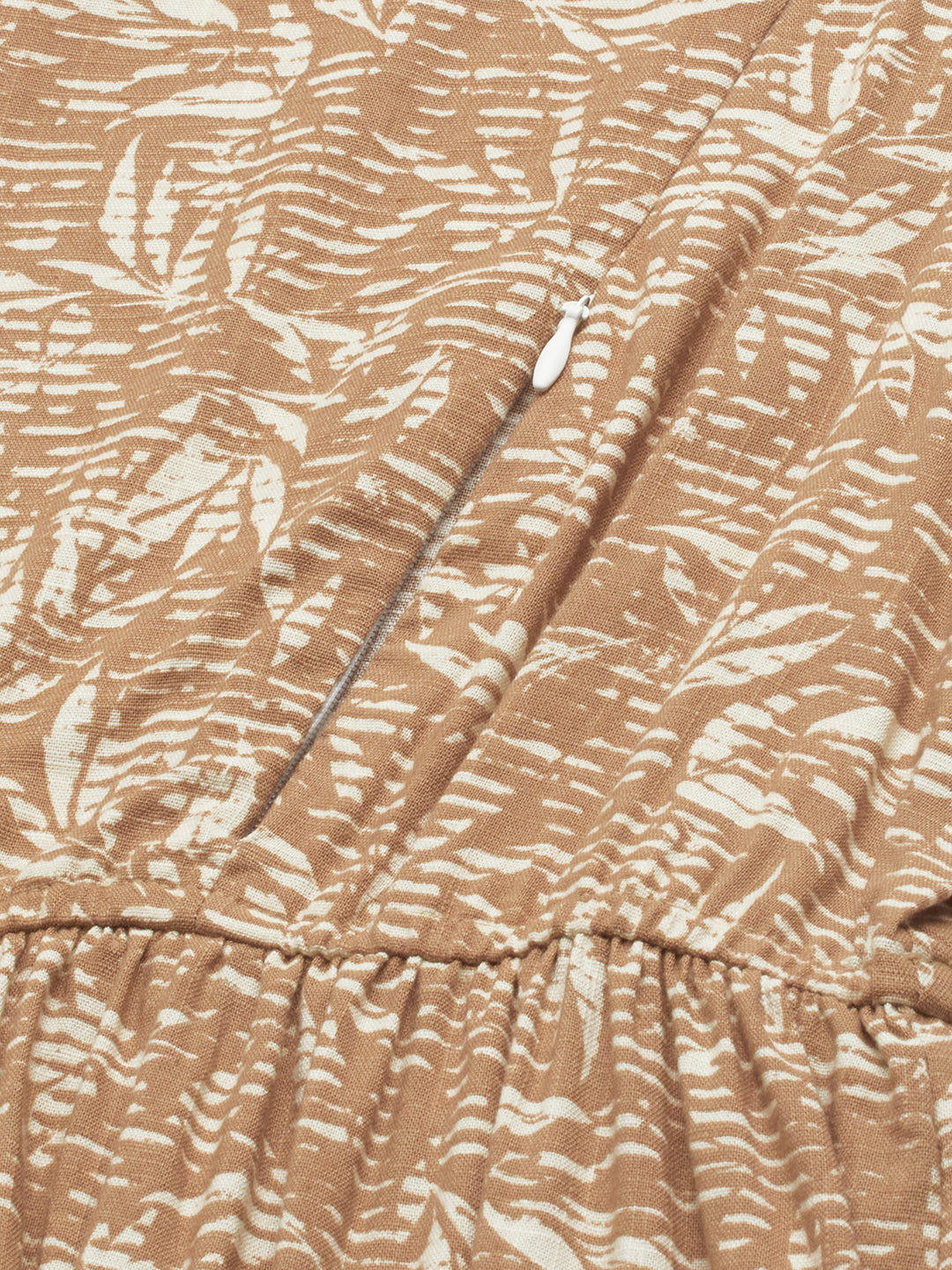 Tawny Brown Leafy Printed Maternity Dress