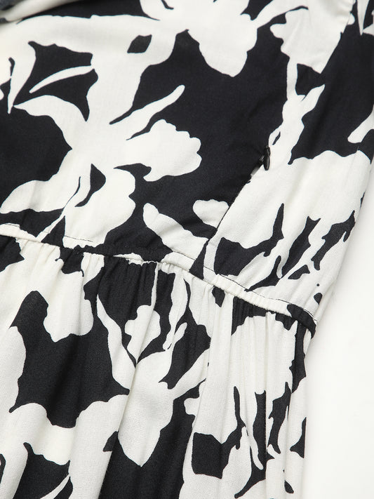 Black & White Abstract Printed Maternity Dress
