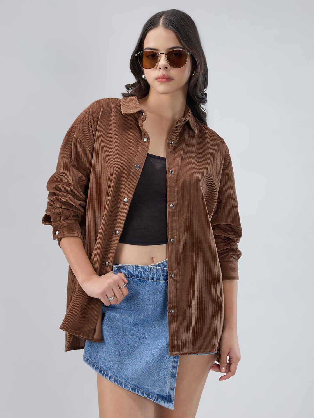 Penny Brown Corduroy Oversized Shirt