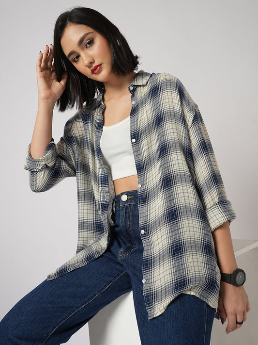 Multicolor Tiny Checkered Oversized Shirt
