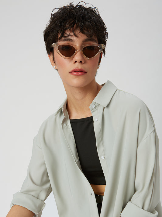 Solid Moss Green Oversized Shirt