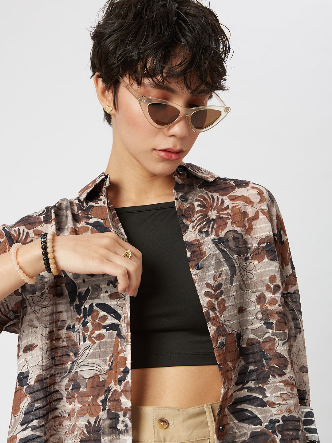 Multicolor Floral Printed Oversized Shirt
