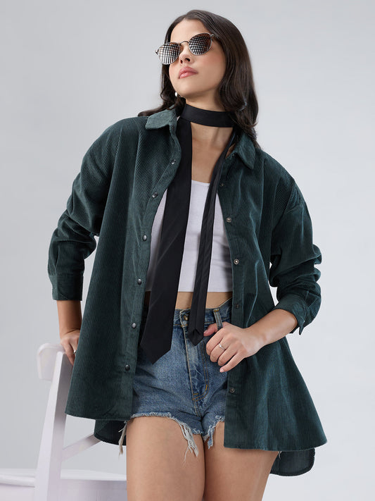Forest Green Corduroy Oversized Shirt