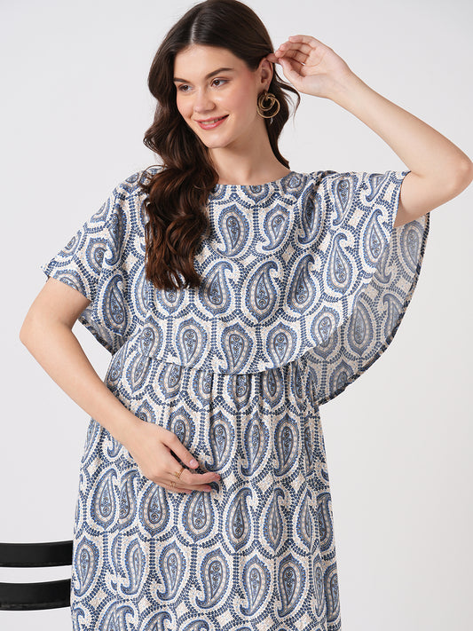 Boho Bloom Paisley Printed Maternity Dress