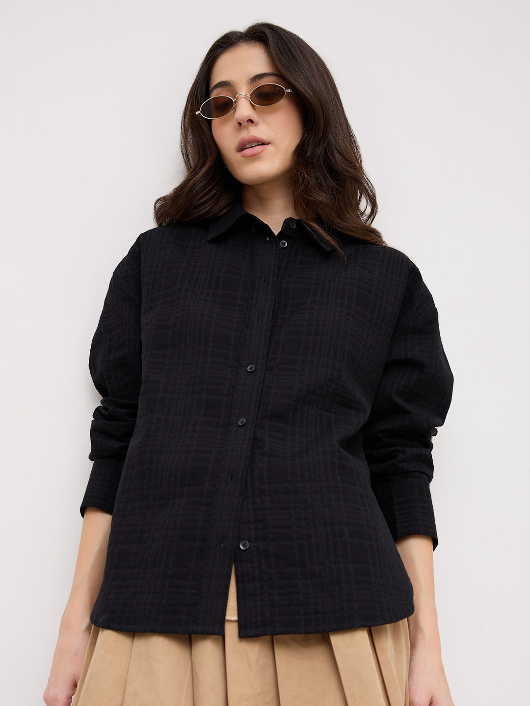 Onyx Black Contemporary Oversized Shirt
