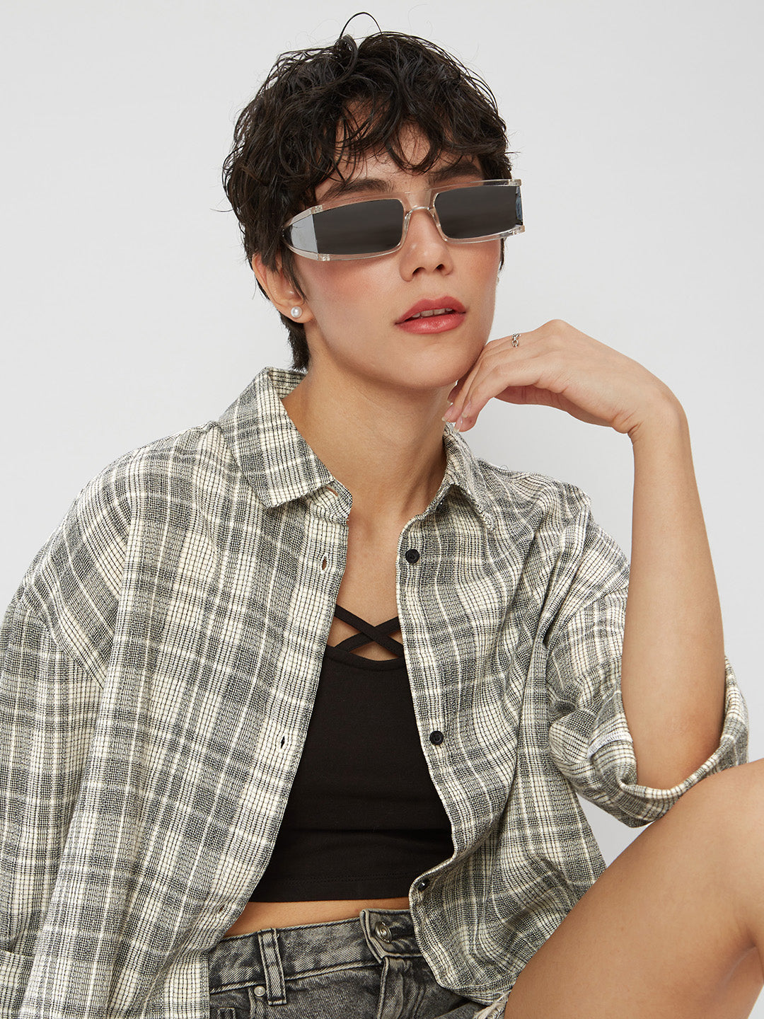 Multicolor Checkered Oversized Shirt