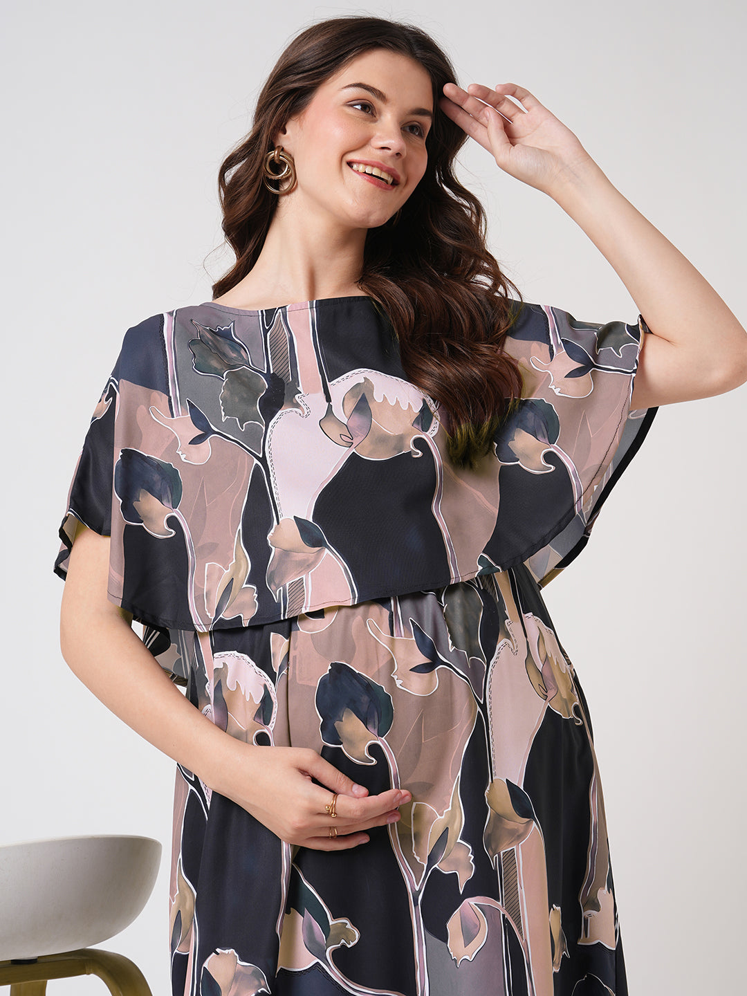 Multicolor Abstract Printed Maternity Dress