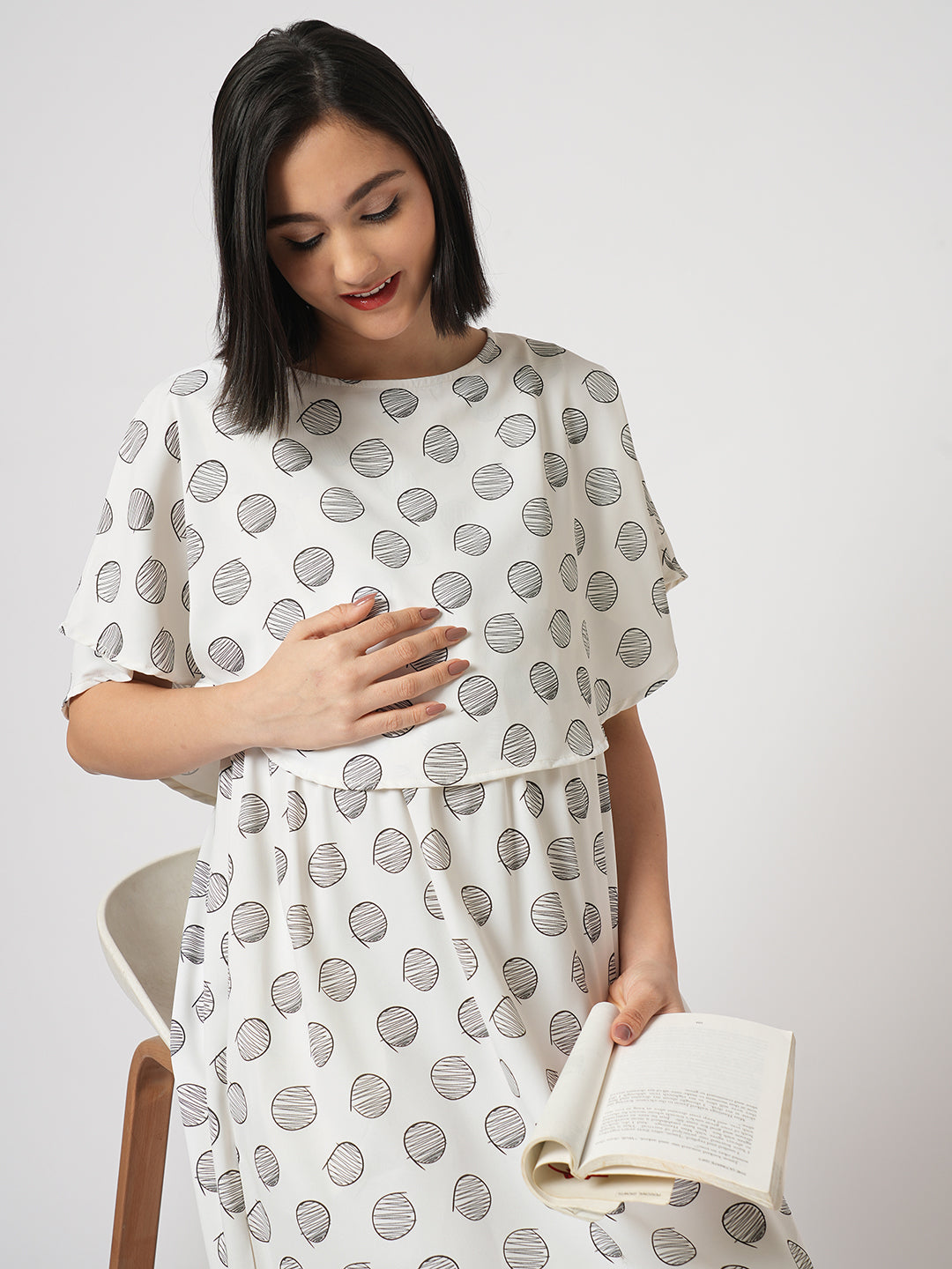 Abstract Roundal Printed Maternity Dress