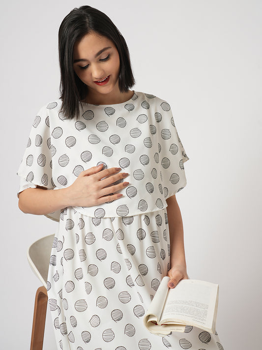 Abstract Roundal Printed Maternity Dress