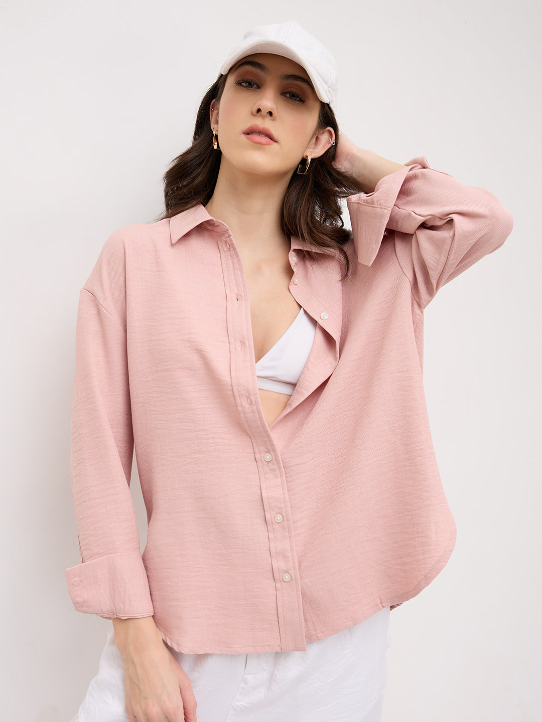 Soft Dusty Pink Contemporary Oversized Shirt