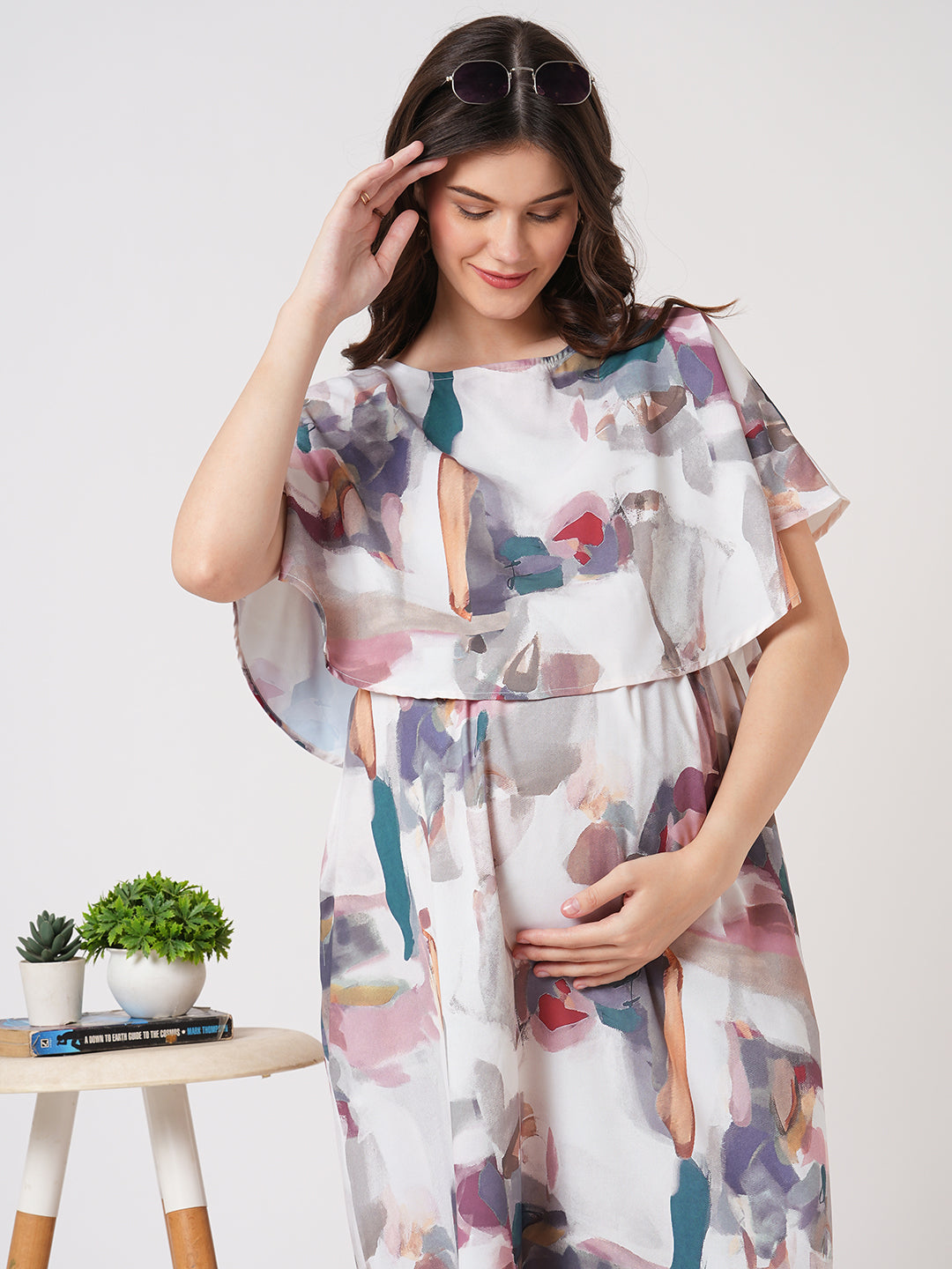 Multicolor Serene Hues Printed Maternity Dress
