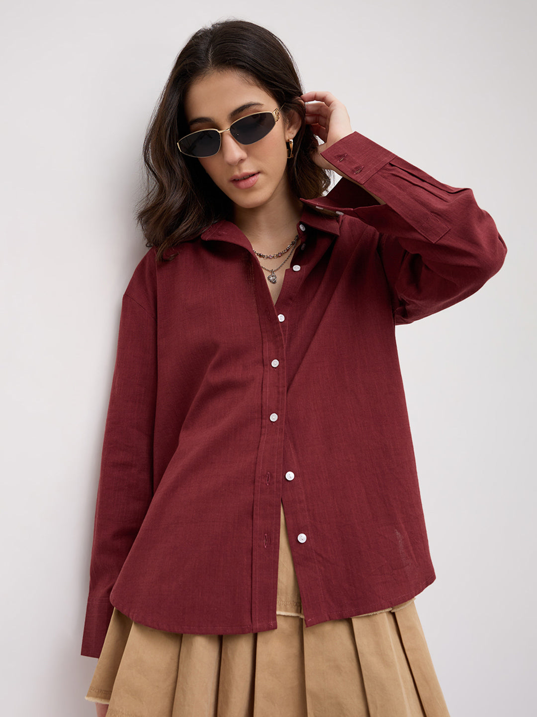 Soft Cranberry Everyday Oversized Shirt