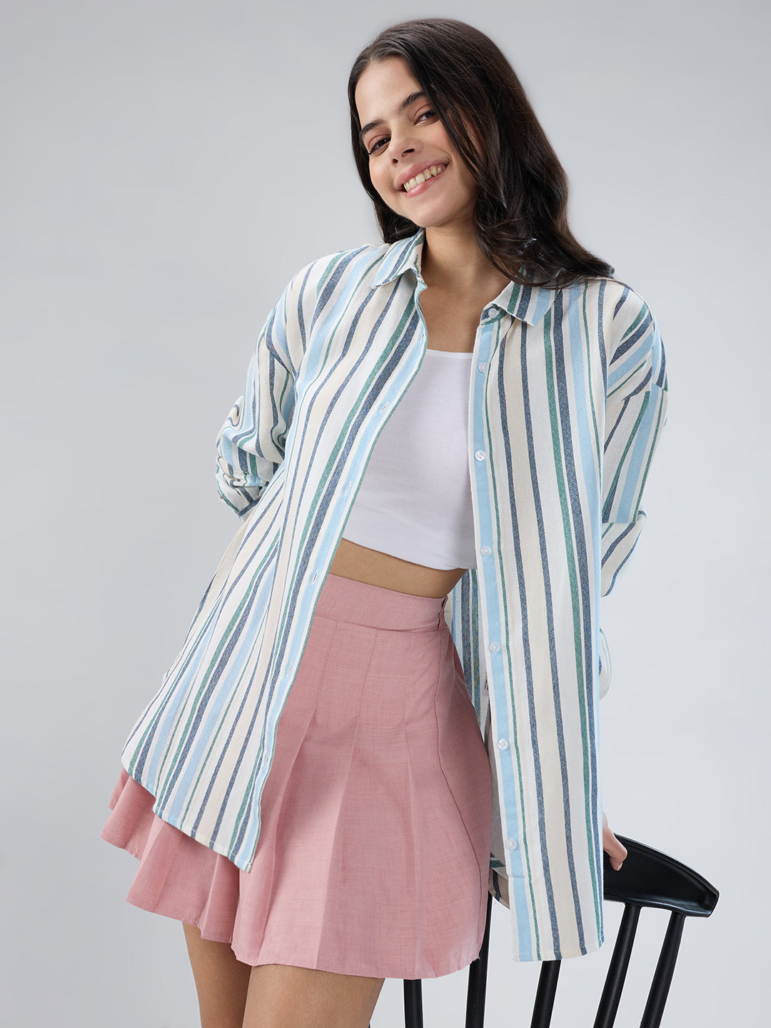 Multicolor Striped Oversized Shirt